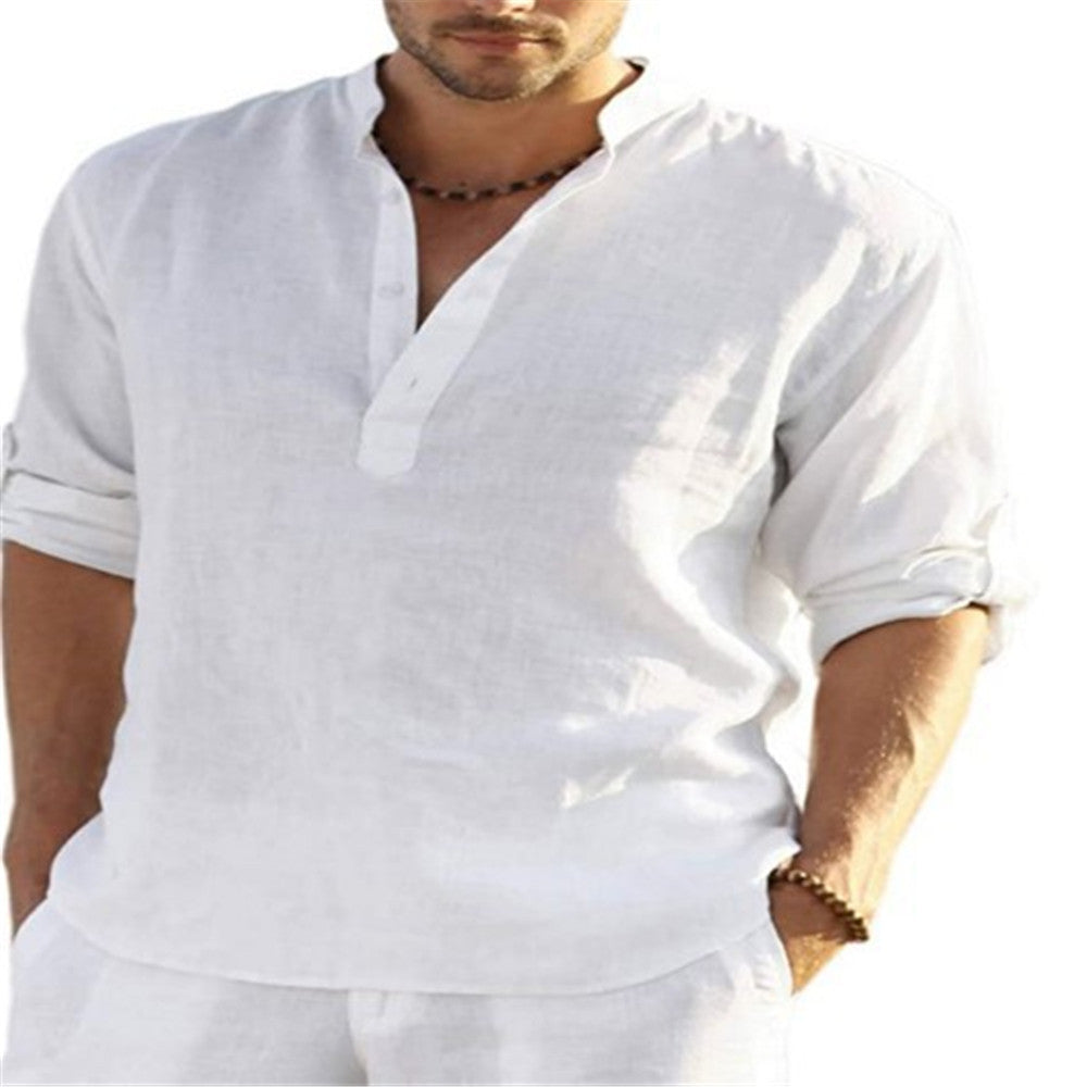 Casual Men's Loose Fitting Shirt With Long Sleeves