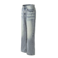 Men's Worn Washed Trousers Make Old Ripped Jeans