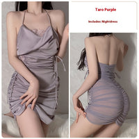 Underwear Low-cut Lace See-through Mesh Nightdress