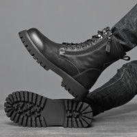 Worker Boot High Top British Style Thick Bottom Fleece-lined