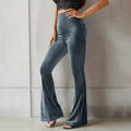 Women's Fashion Casual Striped Sunken Stripe Bell-bottom Pants