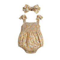 Floral Strap Smocking One-piece Romper Baby Girl Rompers
