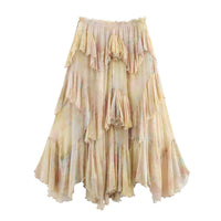 Womens Printed Layered-Design Long Skirt