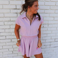Womens Summer New Lapel Short-Sleeve Jumpsuit