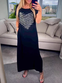 Women's Crew-Neck Slim-Fit Long Dress