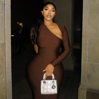 Elegant All-Match One-Shoulder Long-Sleeve Dress For Women