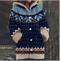 3D Printed Autumn Winter Coat Thickened Hooded Cardigan Sweater