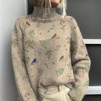 Women's Simple Printed Casual Coat Cardigan Sweater