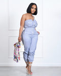 New European And American Ladies Striped Tube Top Jumpsuit