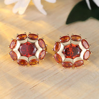 Egg Shaped Colored Zircon Polygonal Ear Buckle