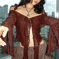 Women's Ins Street Retro Lace Shirt Women's Short Top