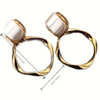 1 Pair Elegant Geometric Metal Hoop Dangle Earrings, Trendy Fashion Accessories, Perfect For Women's Daily & Banquet Wear, Unique Jewelry Gift