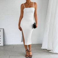 Strapless Sheath Dress With Open Back And Side Slit