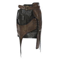 Leather Coat With Rope Suit Skirt