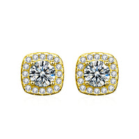 Classic Four Claw Moissanite Stud Simple And Stylish Sterling Silver GoldPlated Earrings