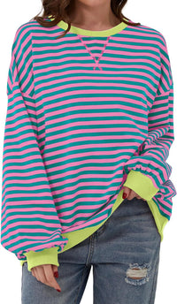 Women's Loose-fitting Casual Striped Hoodie