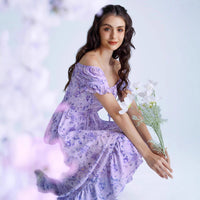 French-style Floral Print Slim-fit Slip Dress For Women