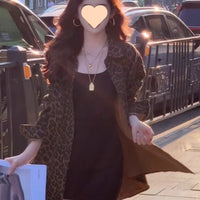 Hong Kong Style Retro Leopard-print Shirt Coat For Women