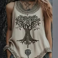Womens Digital-Print Pleated Crew-Neck Summer Casual Fashion Top