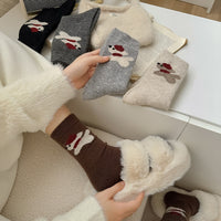Women's Socks Winter Thickening Wool Socks Cartoon Scarf