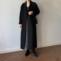 Loose Temperament Minimalist Lace-up Thick Wool Commuter's All-matching Coat