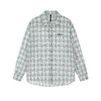 Full Printed Floral Plaid Loose Shirt For Men