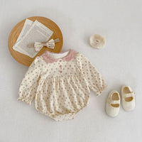 Baby And Children's Printed Romper Long-sleeved Bodysuit Triangle Climbing Suit Hair Band