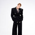 High-grade Light Luxury Metal Brooch Men's Tight Waist Crisp Wool Suit