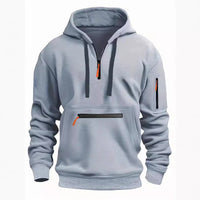 Waterproof Zipper Multi-pocket Hoodie Men's Sport Casual Sweatshirt