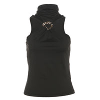Women's Metal Decorative Turtleneck Slim Vest
