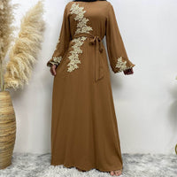 Fashion Lace Beaded Muslim Dress Women