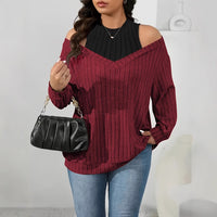 New Loose Ribbed Brushed Long-sleeve T-shirt