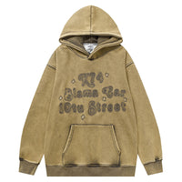 Distressed Fleece-lined Thickened Hooded Sweatshirt Men's Street Tide Brand Niche Loose Pullover Hoodie