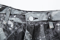 High Street Leaves Camouflage Denim Shorts