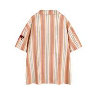 Fashion Vertical Stripes Mermaid Embroidered Short Sleeve Shirt