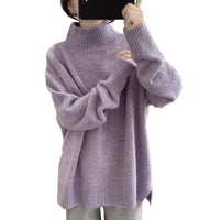 Solid Color Loose High Collar Thickened Sweater