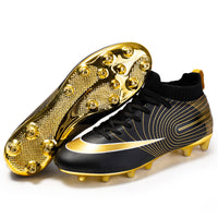 High Top Football Shoes With Long, Broken Nails And Gold Football Shoes
