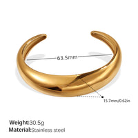 Open Bangle 18K Gold-plated Stainless Steel C-shaped Open Bangle