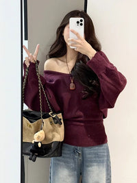 Lazy Style V-neck Batwing Sleeve Knitwear Women's Autumn And Winter