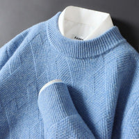 Men's Loose Thick Jacquard Round Neck Sweater