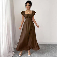 Skinny Waist Skirt Solid Color French Dress