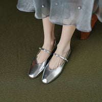 Women's Round Toe Shallow Mouth Flat Bottom Mary Jane Shoes