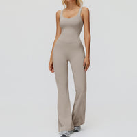 Cross Back Micro-pull Wide-leg Jumpsuit Running Sports Workout Clothes For Women