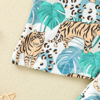 Animal Leaf Tiger Loose Short Sleeve T-shirt Shorts Casual Suit In Stock Two-piece Set