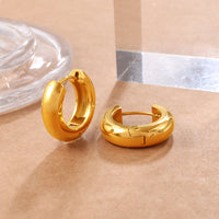 Classic Korean Style, Simple And Smooth Plain Hoop Earrings, High-end Minimalist Titanium Steel And Stainless Steel Clip-on Earrings, Minimalist And Petite Women's Earrings