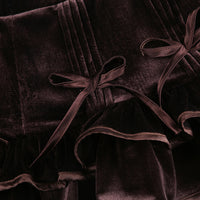 European And American Retro Brown Bow Bandage High Waist Velvet Skirt