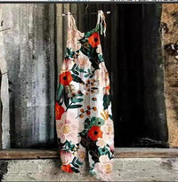 Vintage Print Wide Leg Women's Jumpsuit