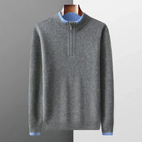 Mens Loose-Fit Half-Zip Turtleneck Thermal Sweater With Extra Padding