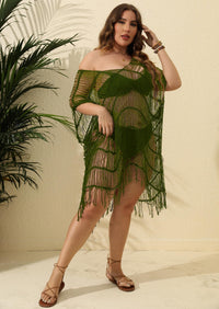 Sexy Sheer Tassel Patchwork Bikini Cover-Up Dress For Women