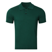 Men's Knitted T-shirt Solid Color Thin Loose Casual Polo Collar Polo Shirt
